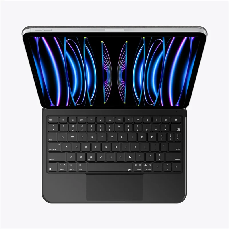 For iPad Pro 11 (2025) / (2024) Leather Case Magnetic Floating Bluetooth-compatible Keyboard with Touchpad - Black