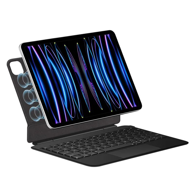 For iPad Pro 11 (2025) / (2024) Leather Case Magnetic Floating Bluetooth-compatible Keyboard with Touchpad - Black