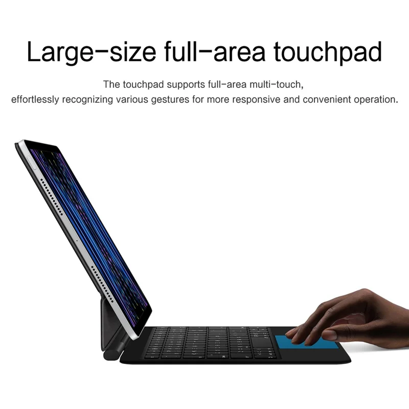 For iPad Pro 11 (2025) / (2024) Leather Case Magnetic Floating Bluetooth-compatible Keyboard with Touchpad - Black