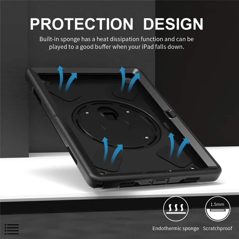 Étui pour Samsung Galaxy Tab A11+ avec support pivotant, coque tablette PC + TPU avec sangle d'épaule - Noir