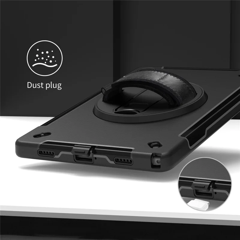Étui pour Samsung Galaxy Tab A11+ avec support pivotant, coque tablette PC + TPU avec sangle d'épaule - Noir