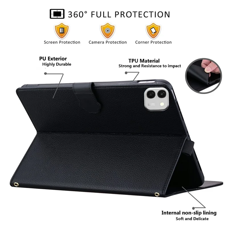 Für Honor MagicPad 4 Brieftaschenhülle aus Leder mit Ständer und Stifthalter, 3D-Katzenmuster – Schwarz