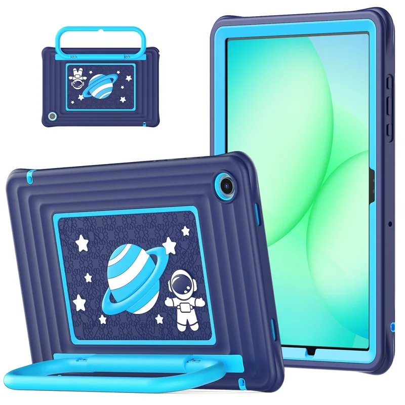 Kids Tablet Case for Samsung Galaxy Tab A11+ Silicone PC Cover with Kickstand   /  Shoulder Strap - Navy Blue