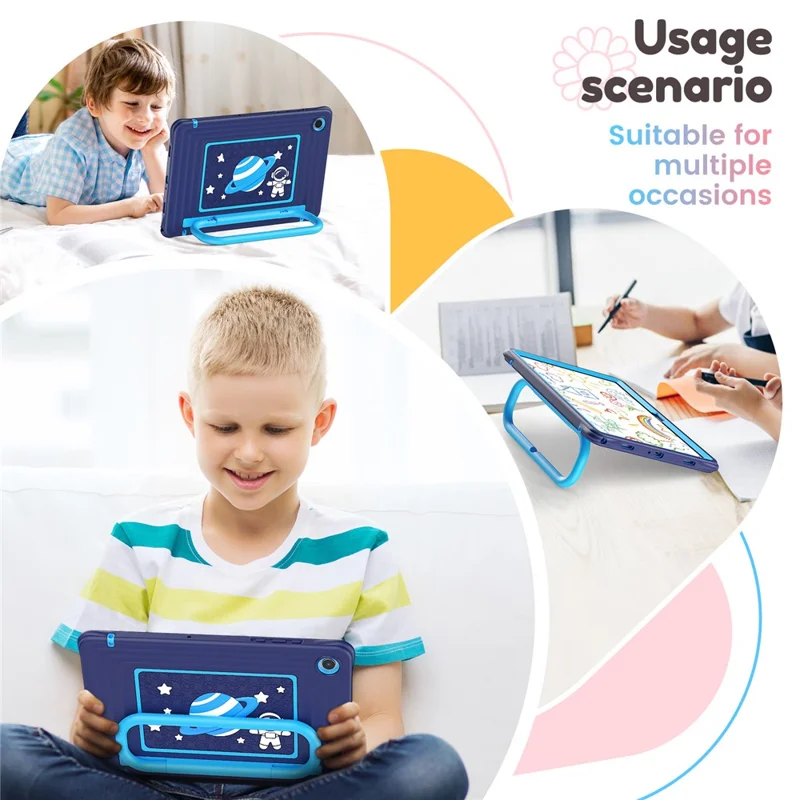 Kids Tablet Case for Samsung Galaxy Tab A11+ Silicone PC Cover with Kickstand   /  Shoulder Strap - Navy Blue