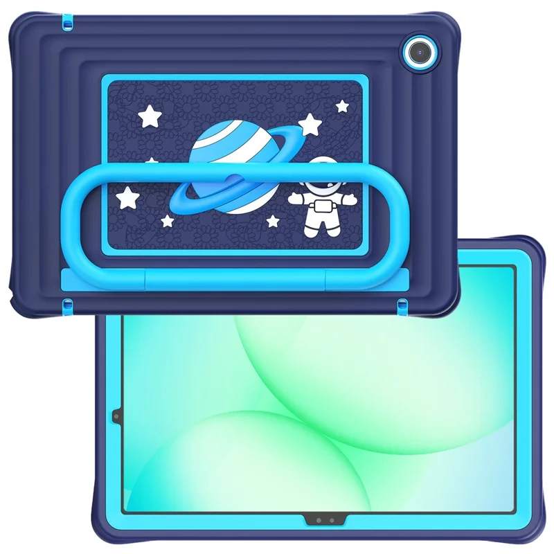 Kids Tablet Case for Samsung Galaxy Tab A11+ Silicone PC Cover with Kickstand   /  Shoulder Strap - Navy Blue