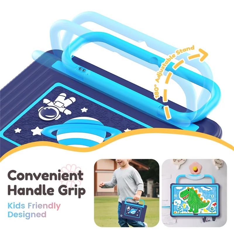 Kids Tablet Case for Samsung Galaxy Tab A11+ Silicone PC Cover with Kickstand   /  Shoulder Strap - Navy Blue