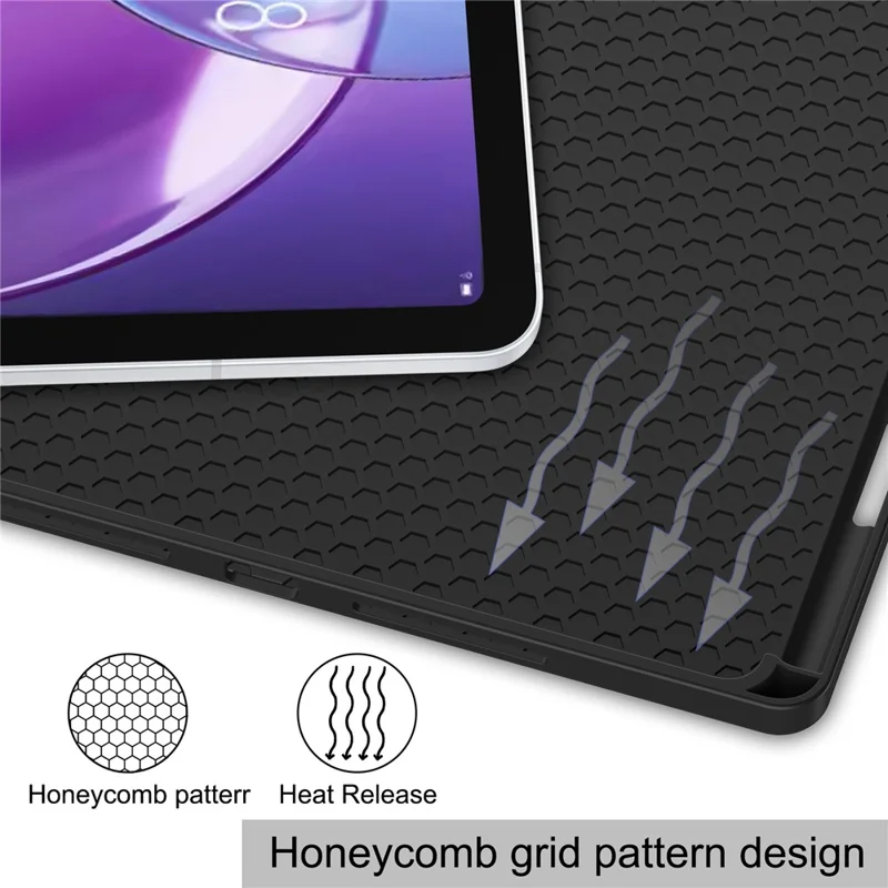 For Lenovo Idea Tab Pro Gen 2 Stand Case Shock-Absorbent Leather Tablet Cover with Pen Slot - Black