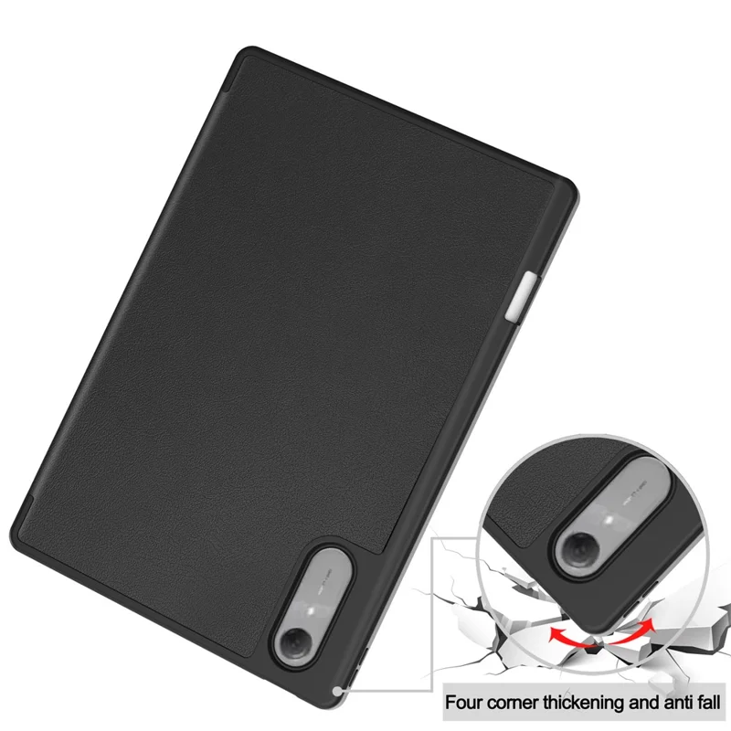 For Lenovo Idea Tab Pro Gen 2 Stand Case Shock-Absorbent Leather Tablet Cover with Pen Slot - Black