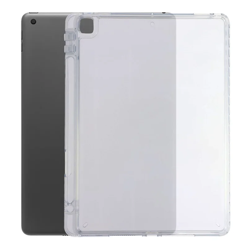 Tablet-Hülle für iPad 10,2 (2021) / (2020) / (2019) Transparente Crystal-Schutzhülle mit Stiftschlitz, stoßfestes TPC + PC-Gehäuse – Transparent