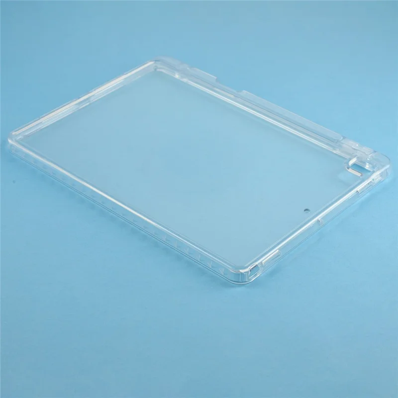 Tablet-Hülle für iPad 10,2 (2021) / (2020) / (2019) Transparente Crystal-Schutzhülle mit Stiftschlitz, stoßfestes TPC + PC-Gehäuse – Transparent