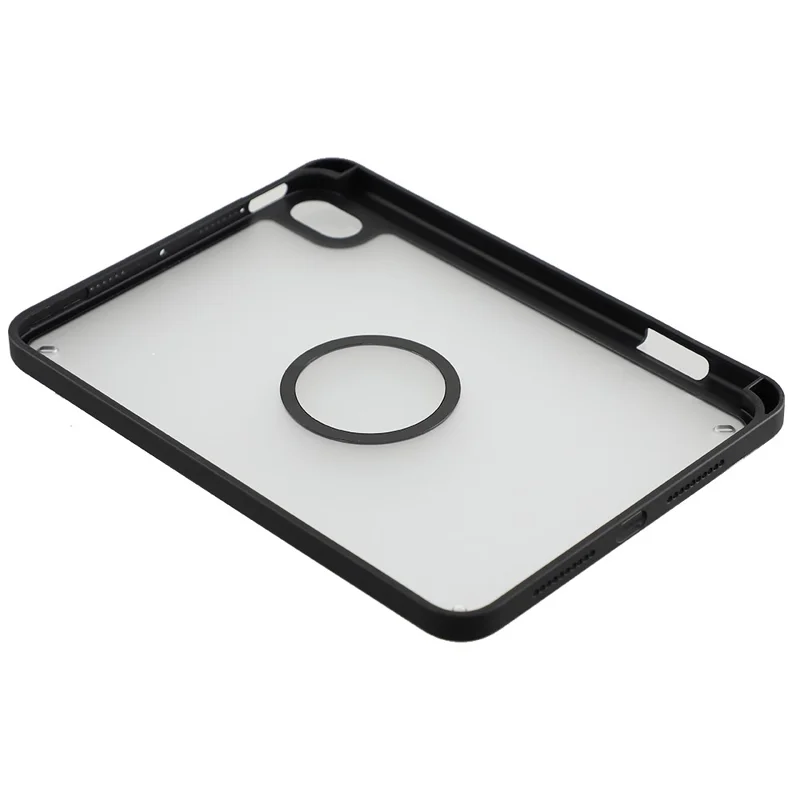 Tablet Case for iPad mini (2024)  /  (2021) Matte Magnetic Cover with Pencil Slot Shockproof TPU + PC Shell - Matte Black