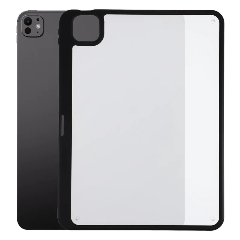 For iPad Pro 13 (2025) / (2024) Case Anti Drop Matte PC + TPU Protective Cover with Pencil Holder - Matte Black