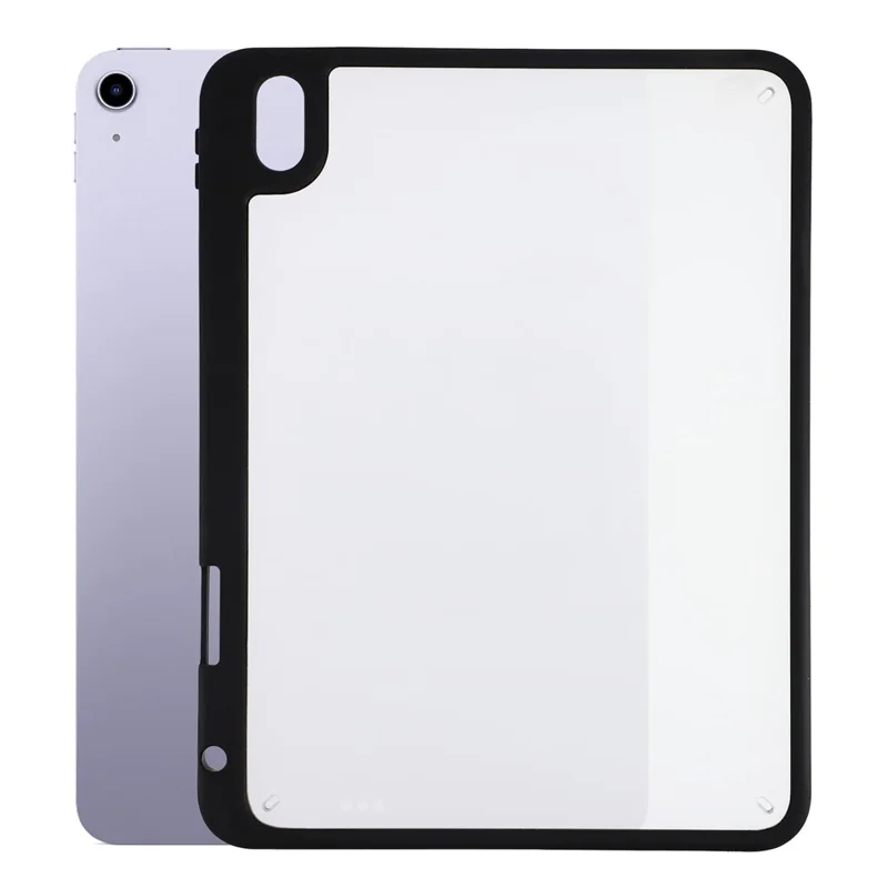 For iPad (2025) / iPad 10.9 (2022) Case Anti Drop Matte PC + TPU Protective Cover with Pencil Holder - Matte Black