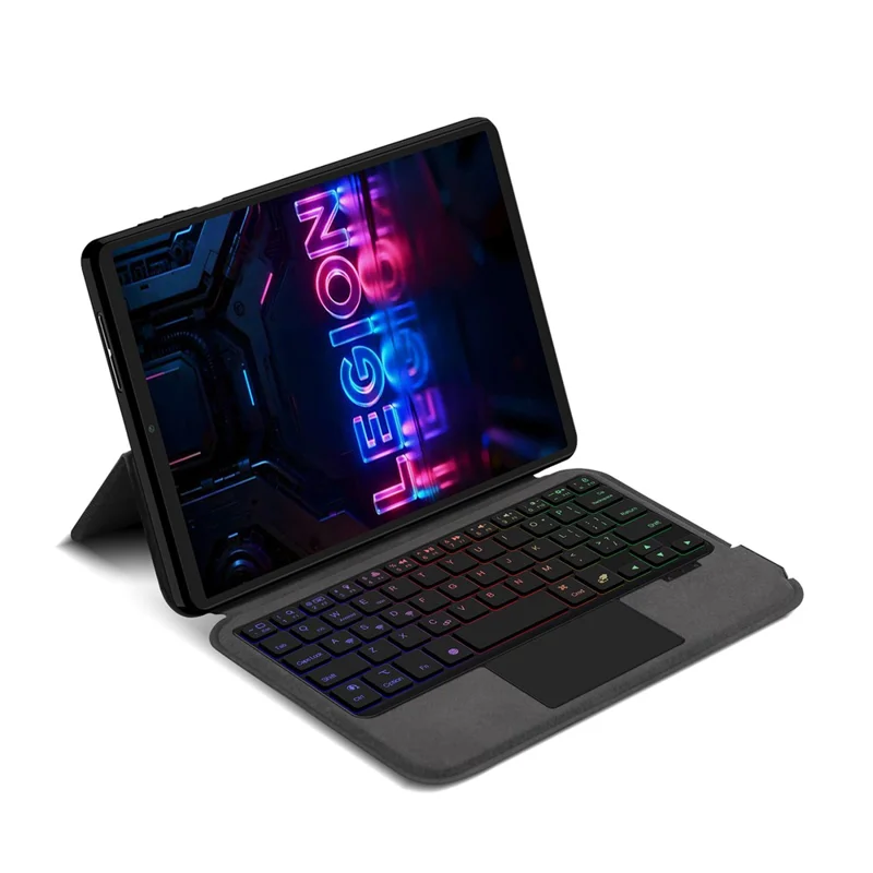 For Lenovo Legion Y700 (Gen 5) Leather Case + Touchpad Bluetooth-Compatible Keyboard with Backlit - Black