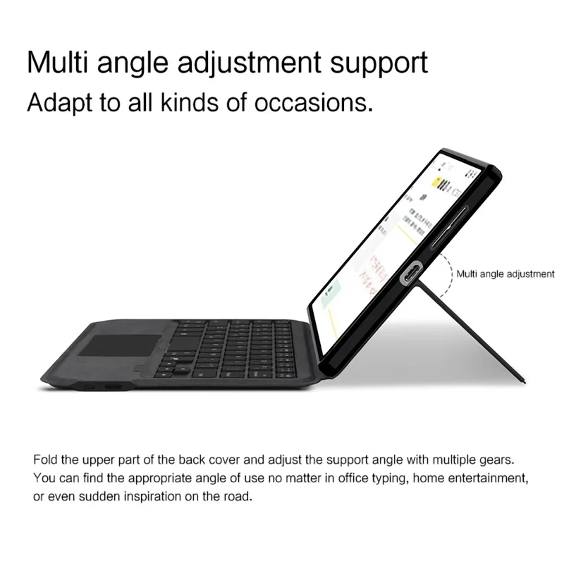 For Lenovo Legion Y700 (Gen 5) Leather Case + Touchpad Bluetooth-Compatible Keyboard with Backlit - Black