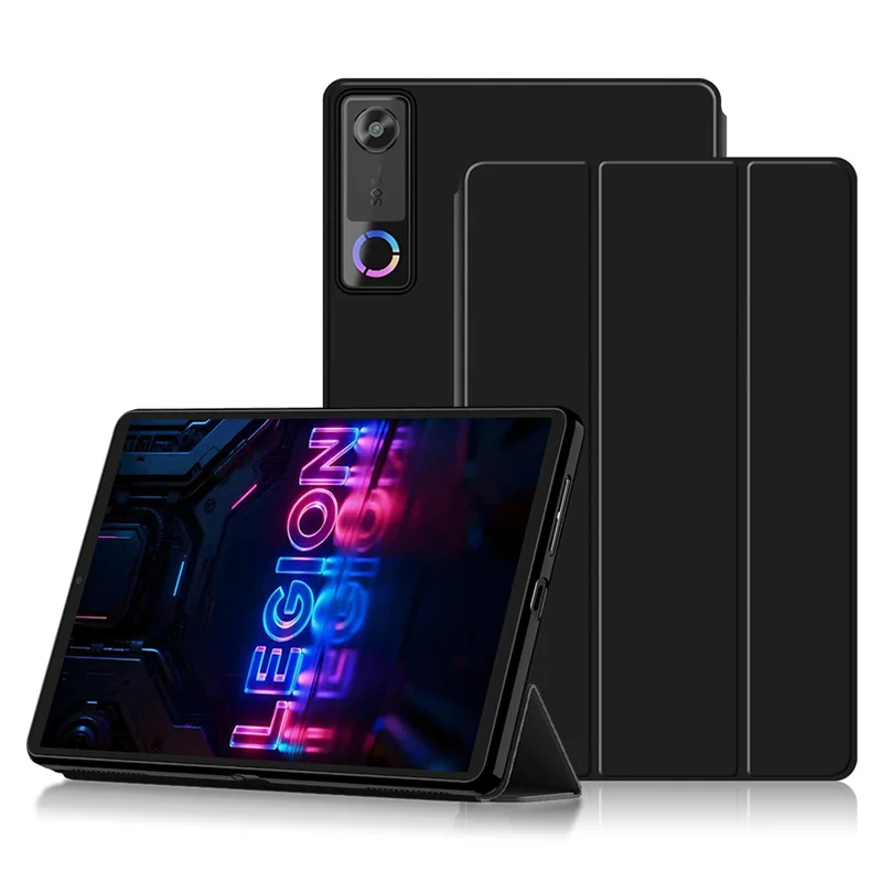 For Lenovo Legion Y700 (Gen 5) Case PU Leather TPU Back Trifold Stand Tablet Cover - Black
