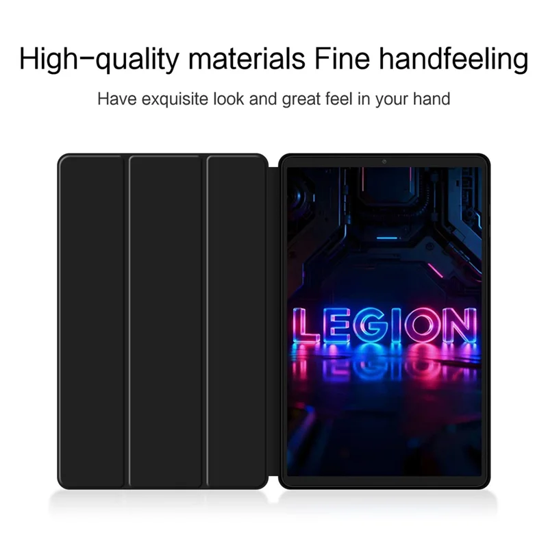 For Lenovo Legion Y700 (Gen 5) Case PU Leather TPU Back Trifold Stand Tablet Cover - Black