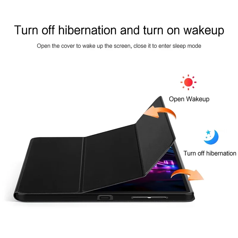 For Lenovo Legion Y700 (Gen 5) Case PU Leather TPU Back Trifold Stand Tablet Cover - Black