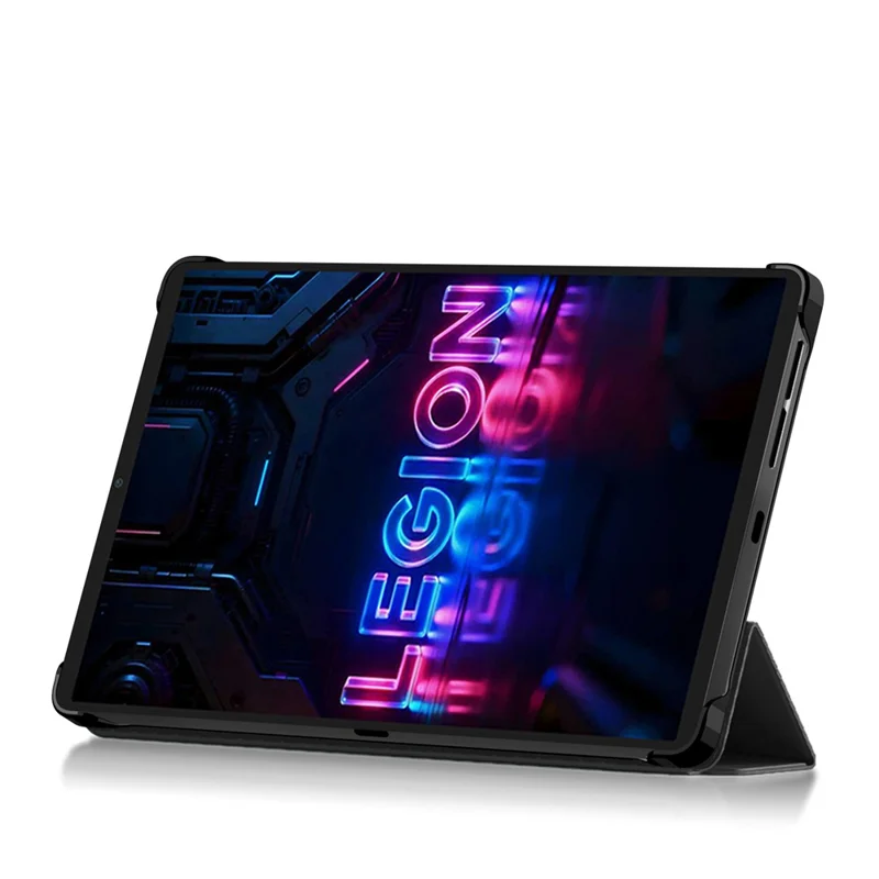 For Lenovo Legion Y700 (Gen 5) Case PU PC Back Trifold Stand Tablet Cover - Black