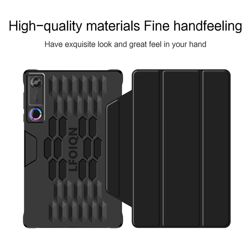 For Lenovo Legion Y700 (Gen 5) Case PU PC Back Trifold Stand Tablet Cover - Black