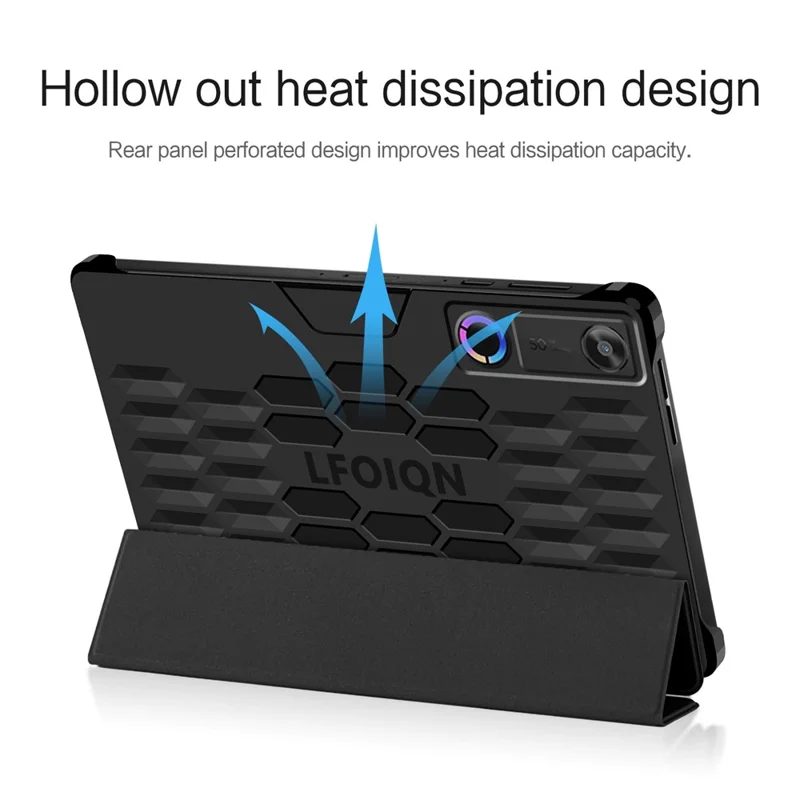 For Lenovo Legion Y700 (Gen 5) Case PU PC Back Trifold Stand Tablet Cover - Black