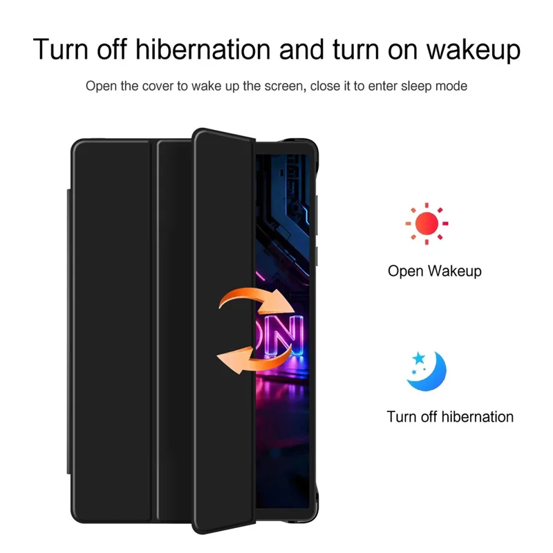 For Lenovo Legion Y700 (Gen 5) Case PU PC Back Trifold Stand Tablet Cover - Black