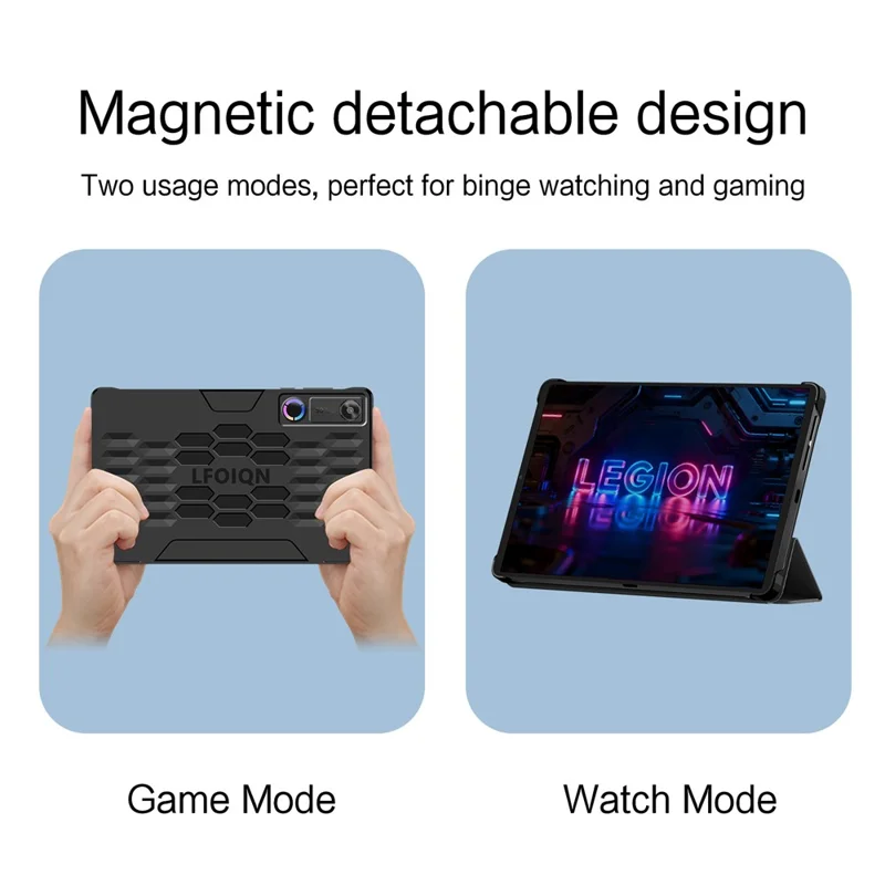 For Lenovo Legion Y700 (Gen 5) Case Stand PC PU Leather Magnetic Detachable Tablet Cover - Black
