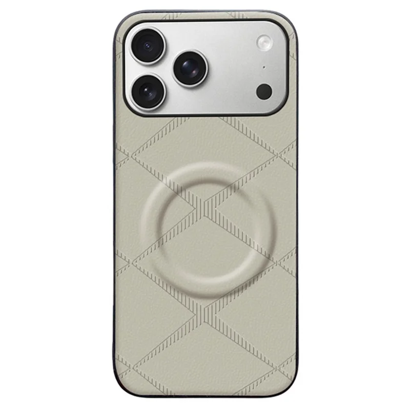 For iPhone 17 Pro Max Magnetische Case X-Gestructureerd TPU PU Leder PC Anti-Drop Telefoonhoes - Grijs
