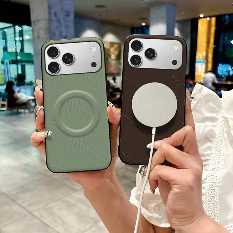 For iPhone 17 Pro Max Magnetische Case X-Gestructureerd TPU PU Leder PC Anti-Drop Telefoonhoes - Grijs