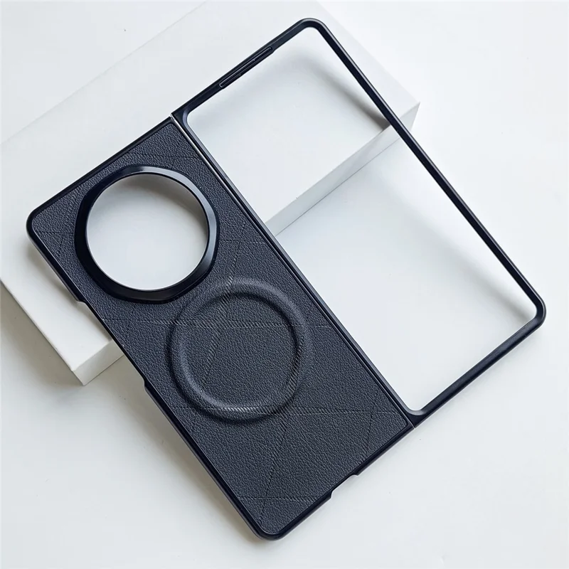 Capa Magnética Dobrável para Honor Magic V6 5G, Capa de Telemóvel em PU X Padrão, Resistente a Quedas, em Pele PU e PC - Preto