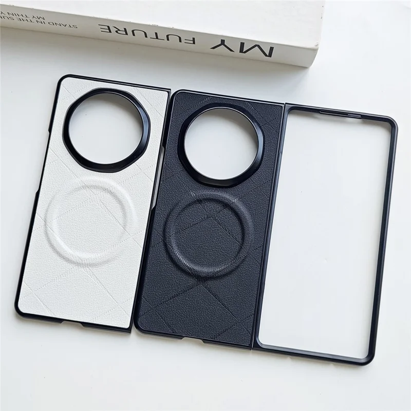 Capa Magnética Dobrável para Honor Magic V6 5G, Capa de Telemóvel em PU X Padrão, Resistente a Quedas, em Pele PU e PC - Preto