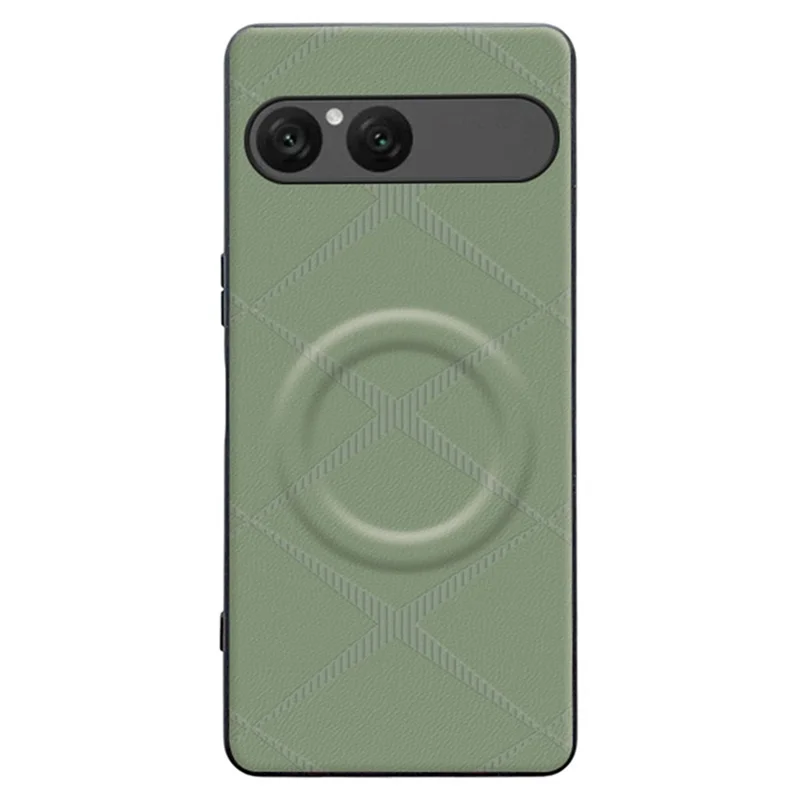Capa Magnética para Sony Xperia 10 VII com Padrão X, Capa em TPU, PU e Pele PC Anti-queda - Verde