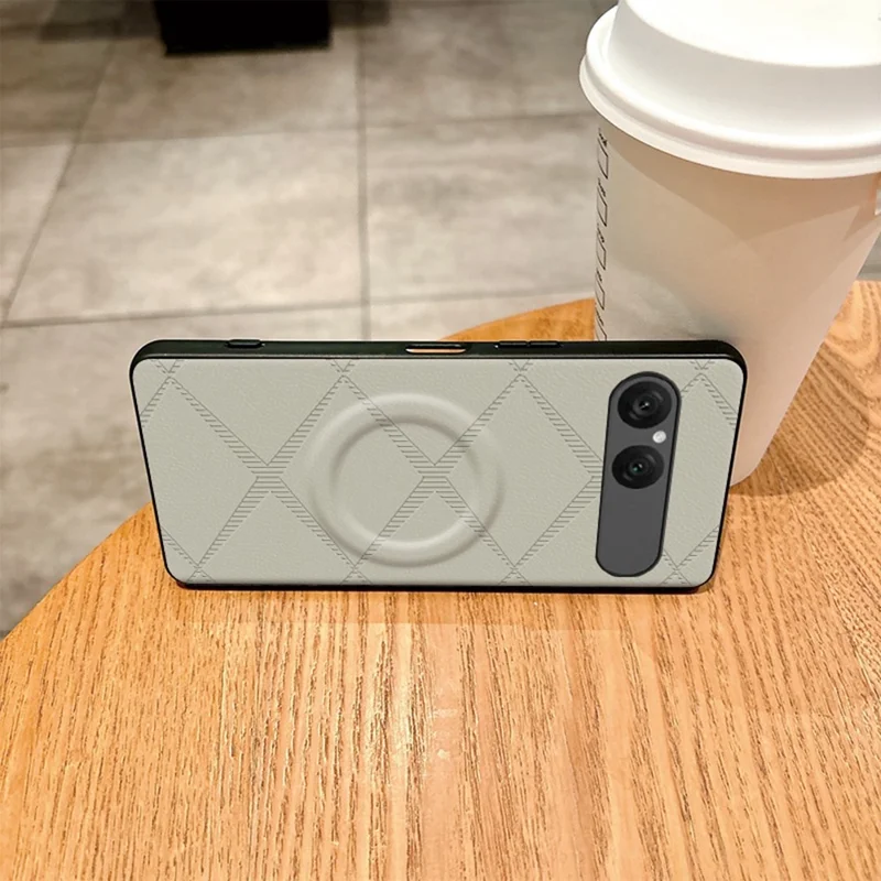 Capa Magnética para Sony Xperia 10 VII com Padrão X, Capa em TPU, PU e Pele PC Anti-queda - Verde