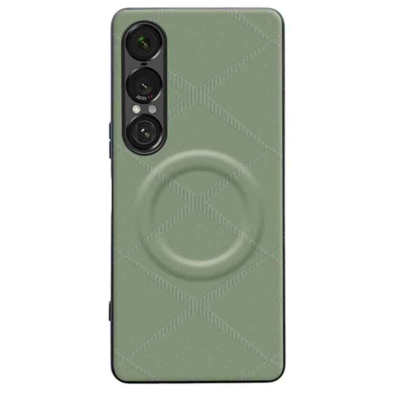 Custodia Magnetica per Sony Xperia 1 VII, Cover Antiurto in TPU, PU e Pelle PC con Motivo a X - Verde