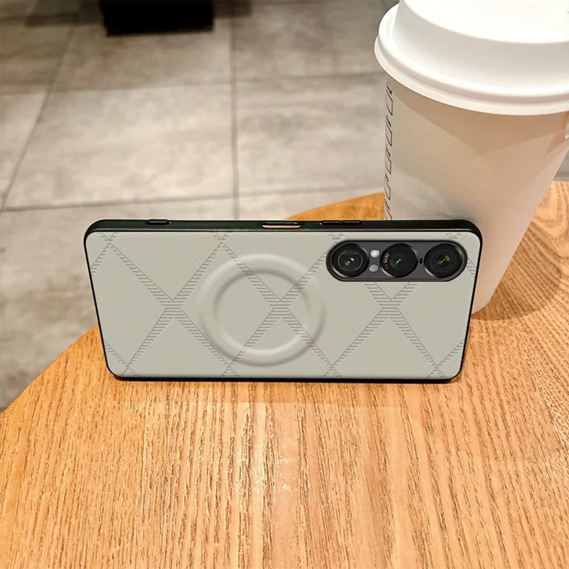 Custodia Magnetica per Sony Xperia 1 VII, Cover Antiurto in TPU, PU e Pelle PC con Motivo a X - Verde