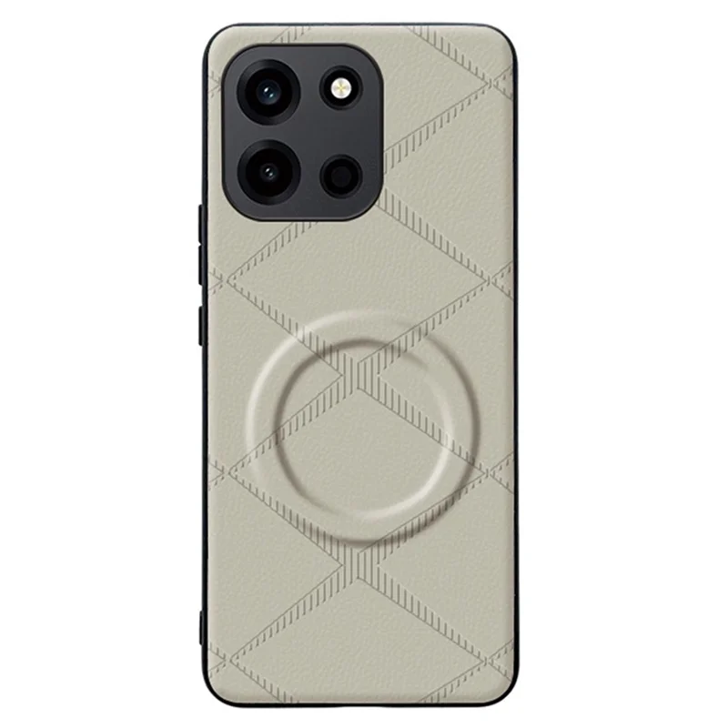 For OnePlus Turbo 6 5G Magnetic Case X-Patterned TPU PU Leather PC Anti-Drop Phone Cover - Grey