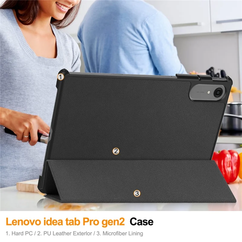 For Lenovo idea Tab Pro Gen2 13 inch Case Anti-Drop Leather Stand Tablet Cover - Black