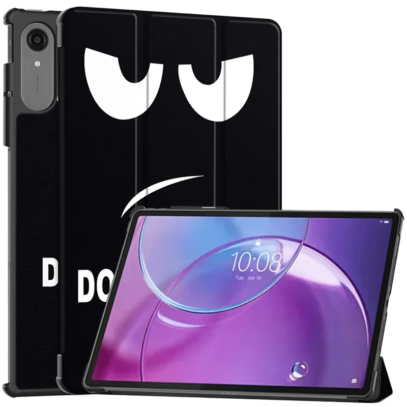 For Lenovo Idea Tab Pro Gen 2 Case Tri-fold Stand Pattern Print Leather Tablet Cover - Don't Touch Me
