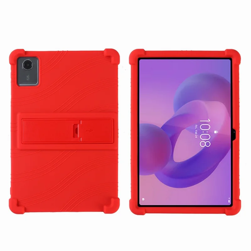 Tablet Case For Lenovo Tab K11 Gen 2  /  Idea Tab Adjustable Kickstand Silicone Tablet Protective Cover - Red