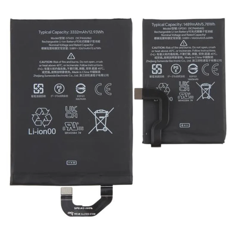 1 Pair For Google Pixel Fold 3.88V 4727mAh Li-Polymer Battery Assembly Part (Without Logo) (Encode: G9FPL GPDX1)