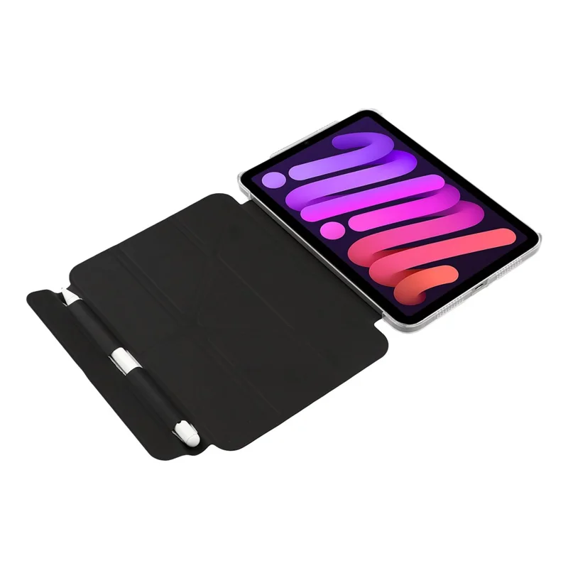 Hülle für iPad mini (2024) / (2021) Transparente Hartschalenhülle mit Stiftablage, Smart Sleep/Wake, Ständerfunktion, Schutzhülle - Schwarz