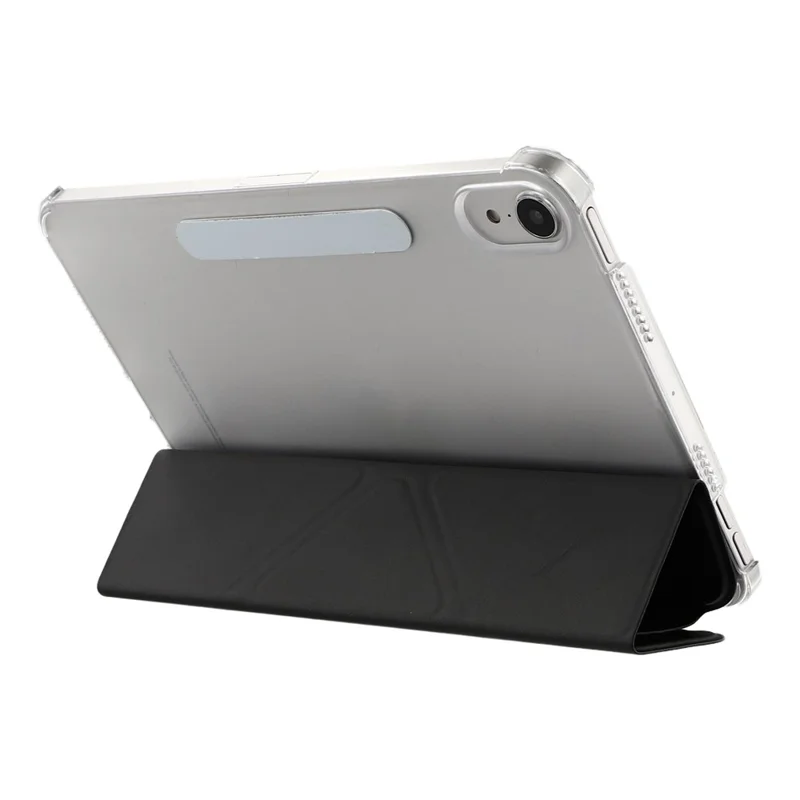 Hülle für iPad mini (2024) / (2021) Transparente Hartschalenhülle mit Stiftablage, Smart Sleep/Wake, Ständerfunktion, Schutzhülle - Schwarz