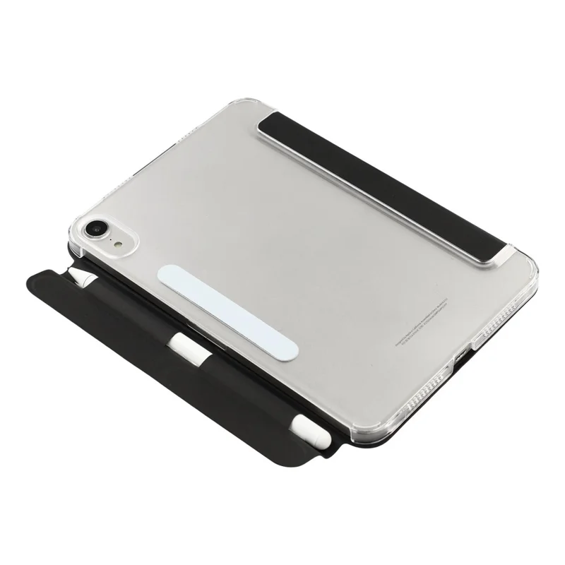 Hülle für iPad mini (2024) / (2021) Transparente Hartschalenhülle mit Stiftablage, Smart Sleep/Wake, Ständerfunktion, Schutzhülle - Schwarz