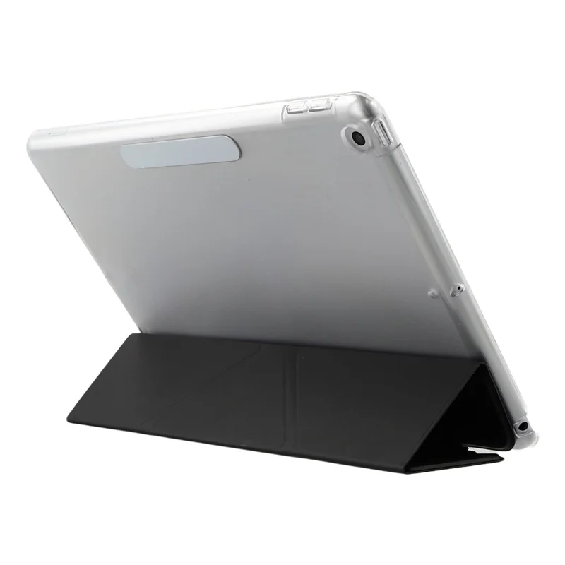 Hülle für iPad 10,2 (2021) / (2020) / (2019) durchsichtige Hartschalenhülle mit Stifthalter, intelligenter Schlaf-/Weck- und Ständer-Funktion, Schutzhülle – Schwarz