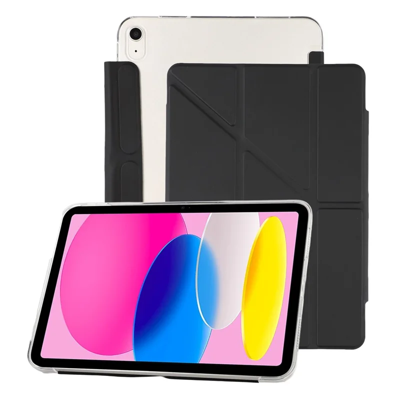 Coque pour iPad (2025) / 10,9 (2022) Coque rigide transparente avec rangement pour crayon, housse intelligente avec fonction veille/réveil, support protecteur - Noir