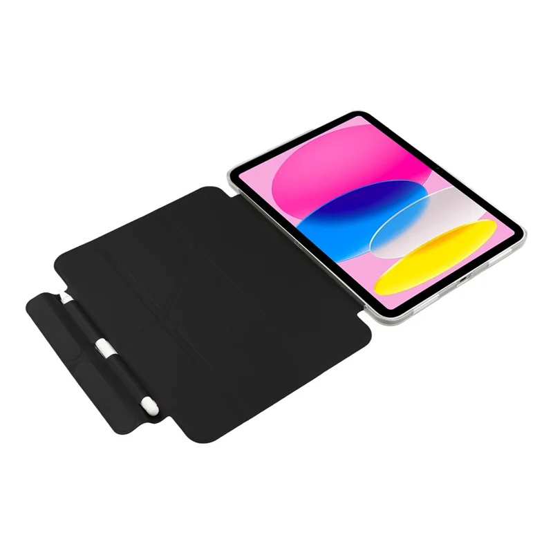 Coque pour iPad (2025) / 10,9 (2022) Coque rigide transparente avec rangement pour crayon, housse intelligente avec fonction veille/réveil, support protecteur - Noir