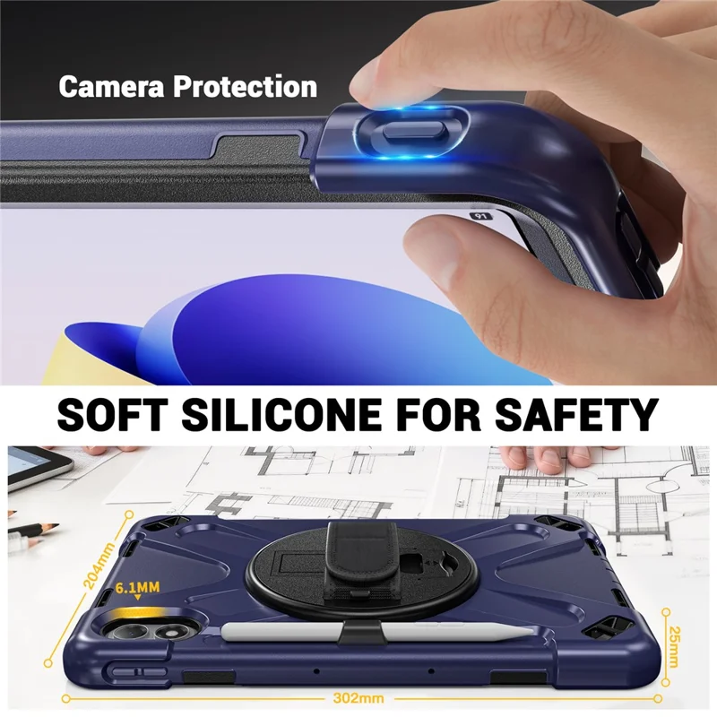 For Xiaomi Redmi Pad 2 Pro Case TPU + PC + Silicone Kickstand Anti Drop Tablet Cover - Navy Blue