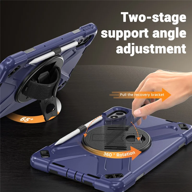 For Xiaomi Redmi Pad 2 Pro Case TPU + PC + Silicone Kickstand Anti Drop Tablet Cover - Navy Blue