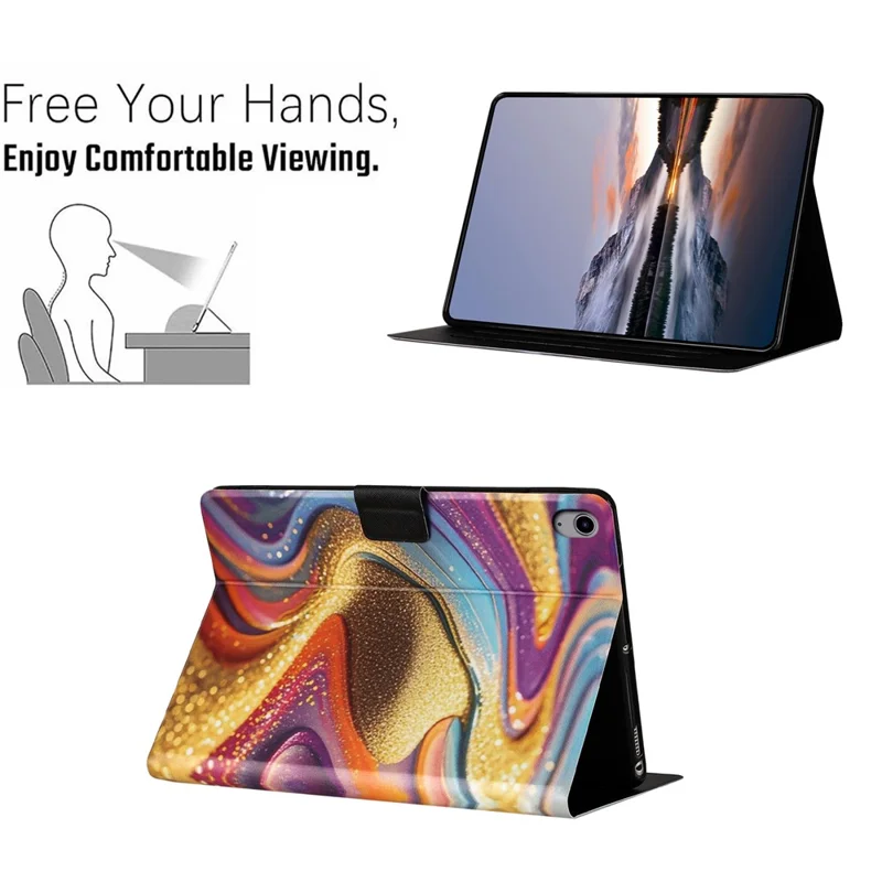 Tablet Case for iPad (2025)  /  10.9 (2022) Litchi Texture TPU + PU Leather Protective Cover - Golden Sand