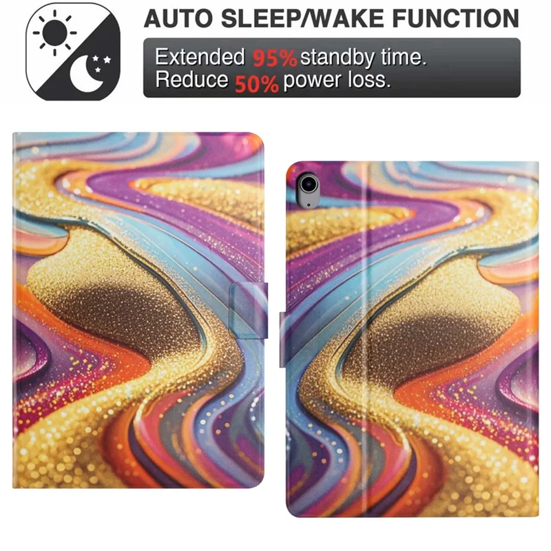 Tablet Case for iPad (2025)  /  10.9 (2022) Litchi Texture TPU + PU Leather Protective Cover - Golden Sand